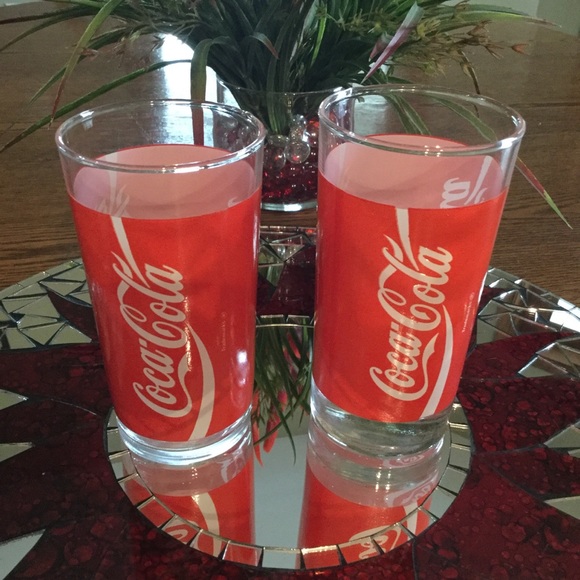 Coca Cola Other - Vintage Coca Cola Red Wave Glasses